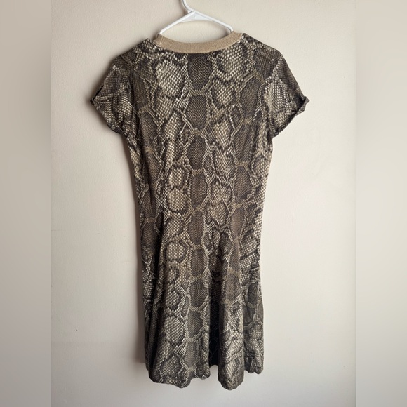 Michael Kors Beige Snake Print Midi Dress Cotton Viscose Size Medium - Picture 7 of 7